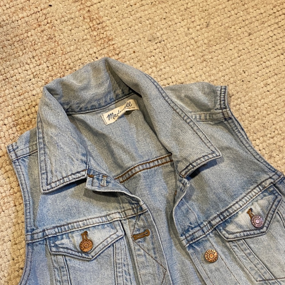 Madewell Light Blue Denim Sleeveless Jacket
